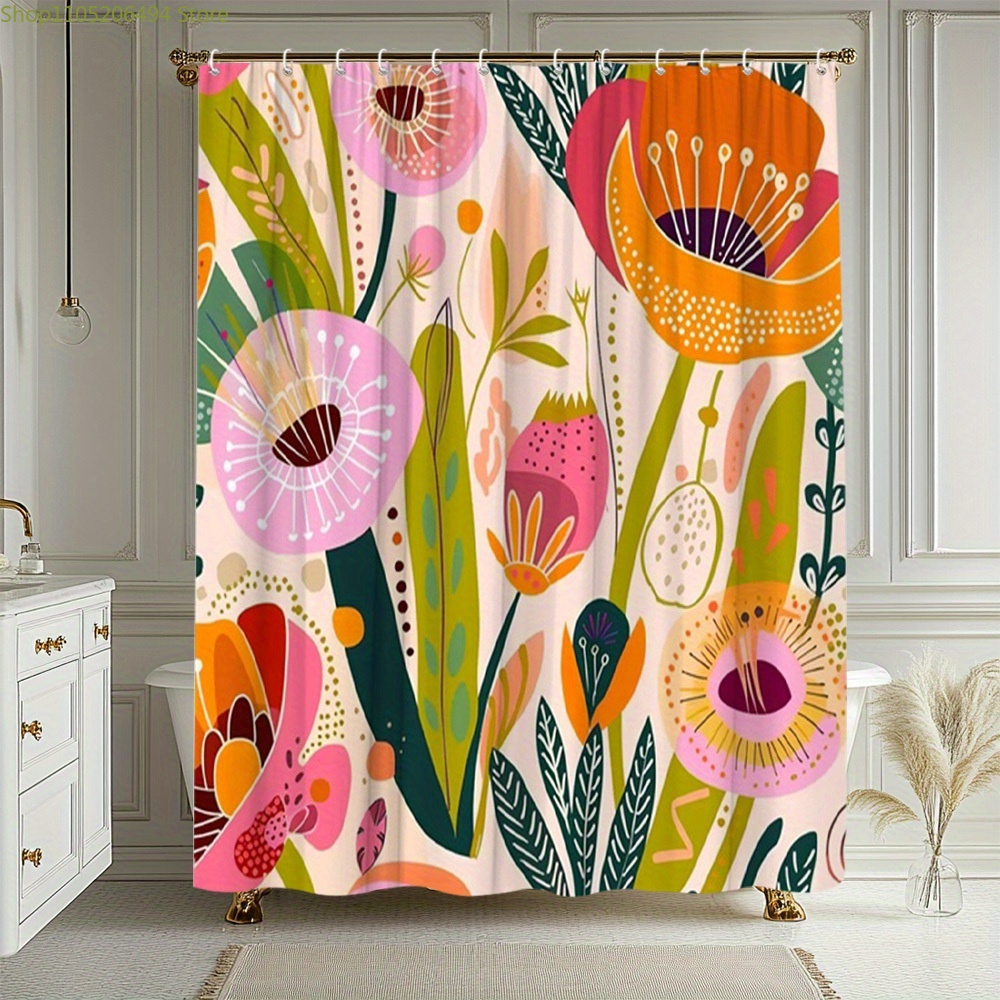 Home Bathroom Ideas - Cortina de Ducha con Patrón Floral