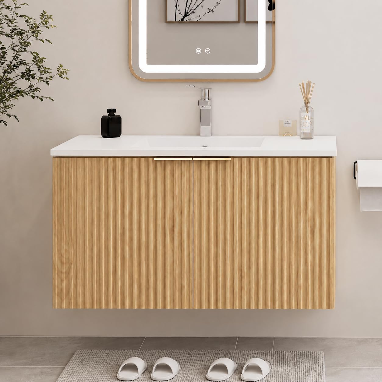 Home Bathroom Door - Mueble de Baño Flotante Moderno con