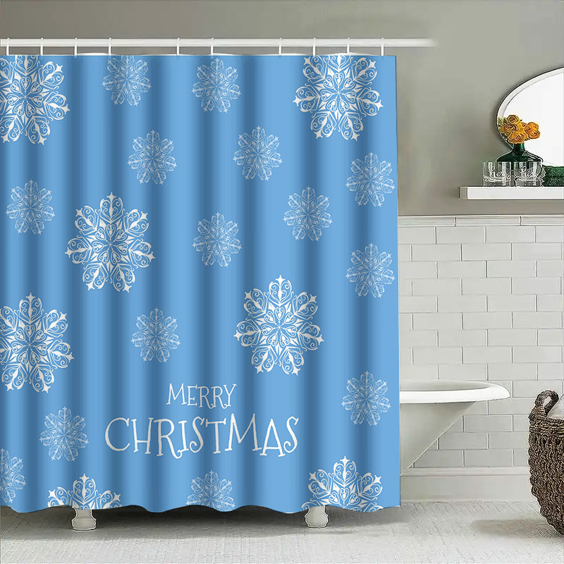 Home Bathroom Ideas - Cortina de ducha navideña con copos