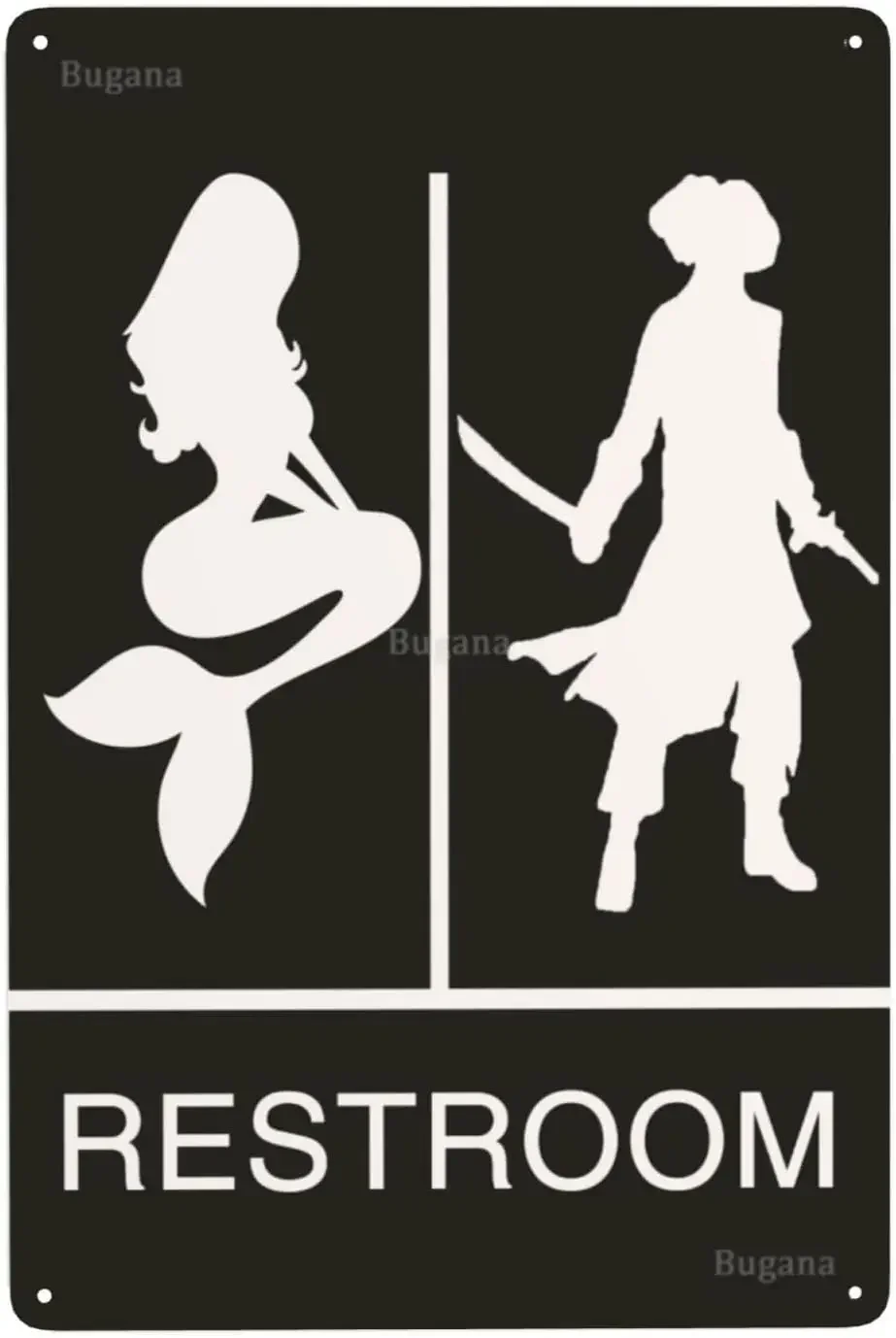Home Bathroom Door - Letrero Metálico Vintage de Sirena Pirata