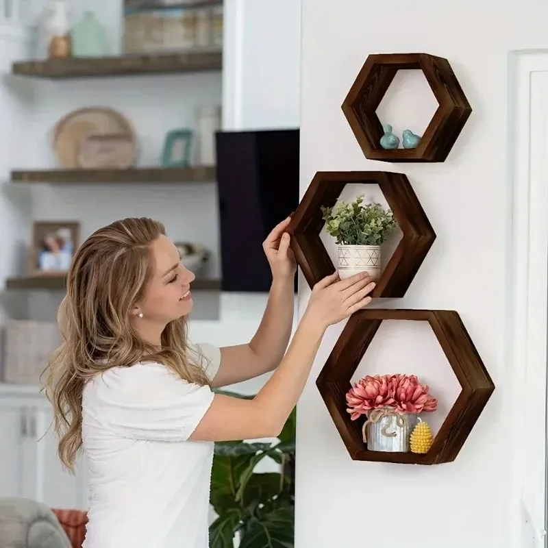 Home Bathroom Model - Estantes flotantes hexagonales de última generación,