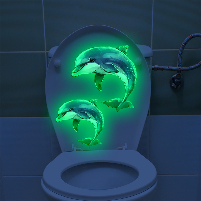 Jet Home Bathroom - Pegatina para inodoro de delfines que