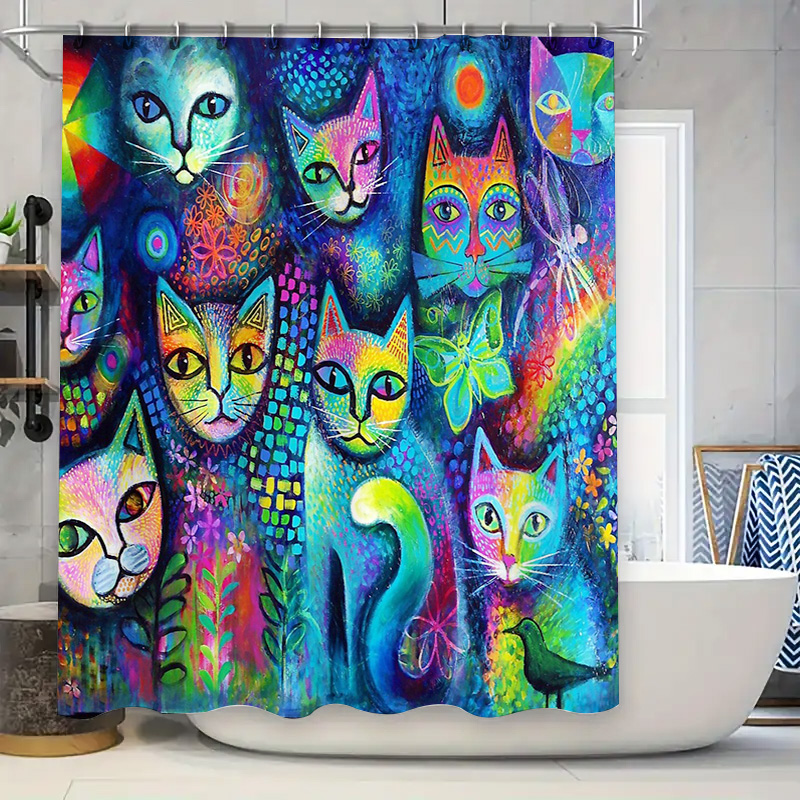 Home Bathroom Ideas - Cortina de ducha de gato, decoración