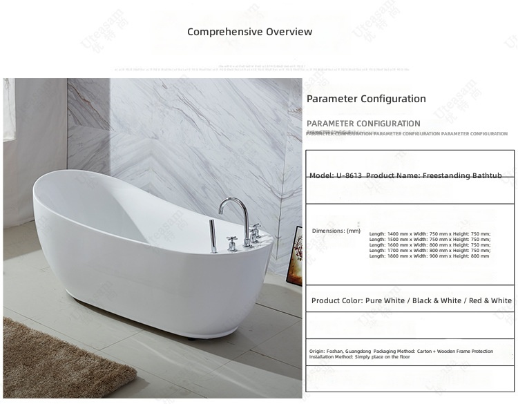 Jet Home Bathroom - Bañera acrílica independiente, bañera de hidromasaje