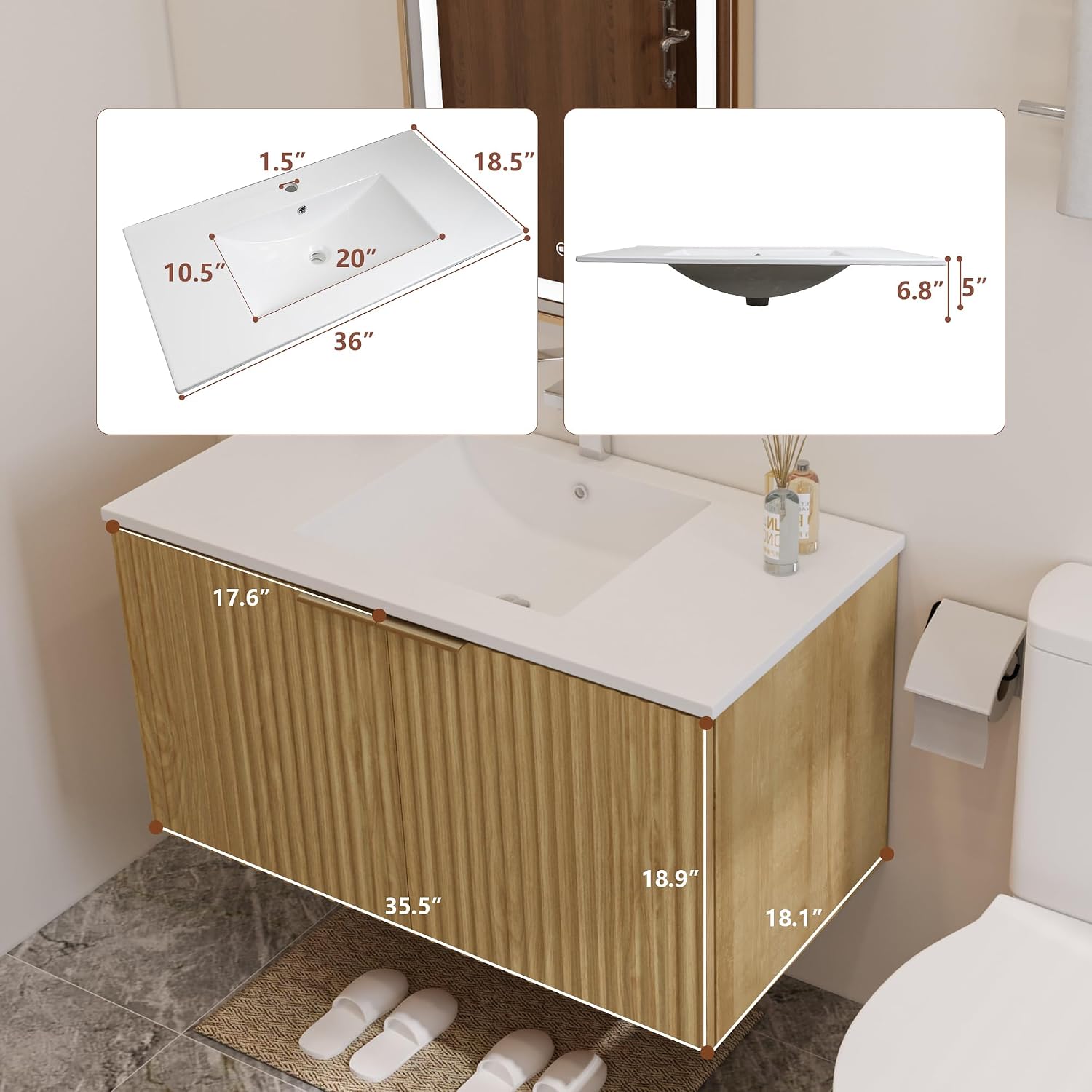 Mueble de Baño Flotante Modern - Home Bathroom Door reseña y precio