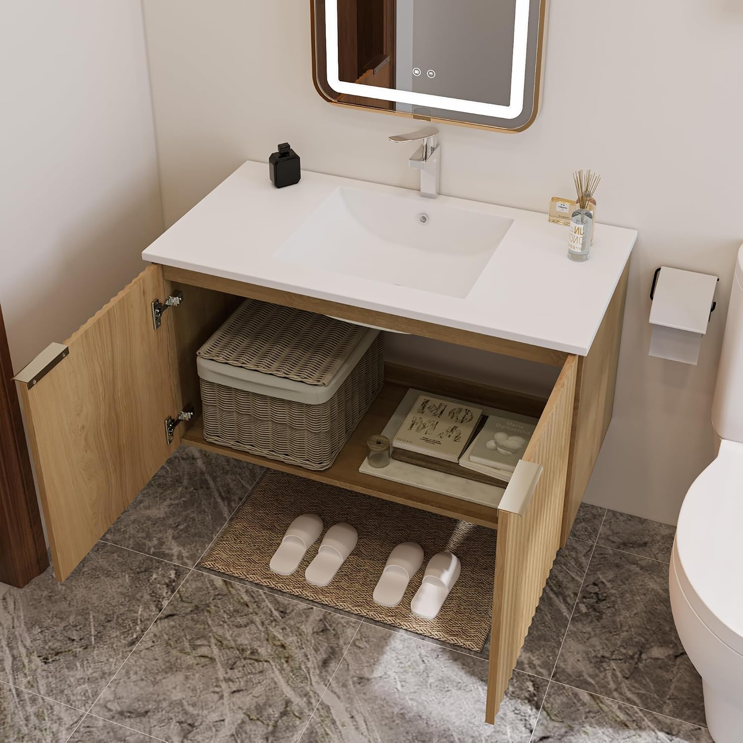 Mueble de Baño Flotante Modern - Home Bathroom Door reseña y precio