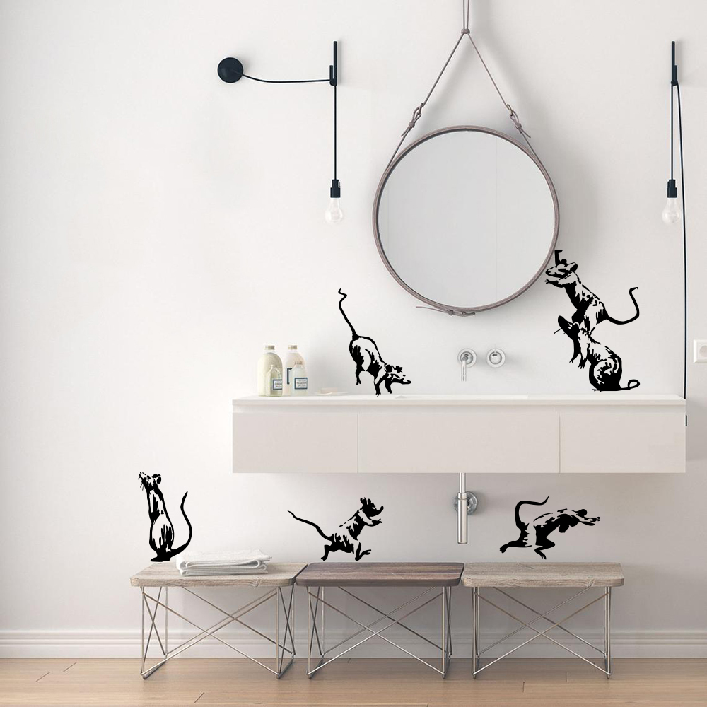 5 uds Banksy baño ratas pegati - Home Bathroom Window reseña y precio
