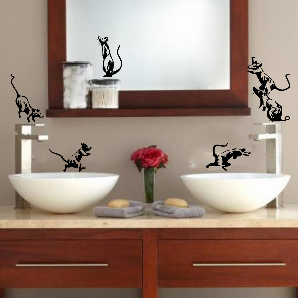 5 uds Banksy baño ratas pegati - Home Bathroom Window reseña y precio