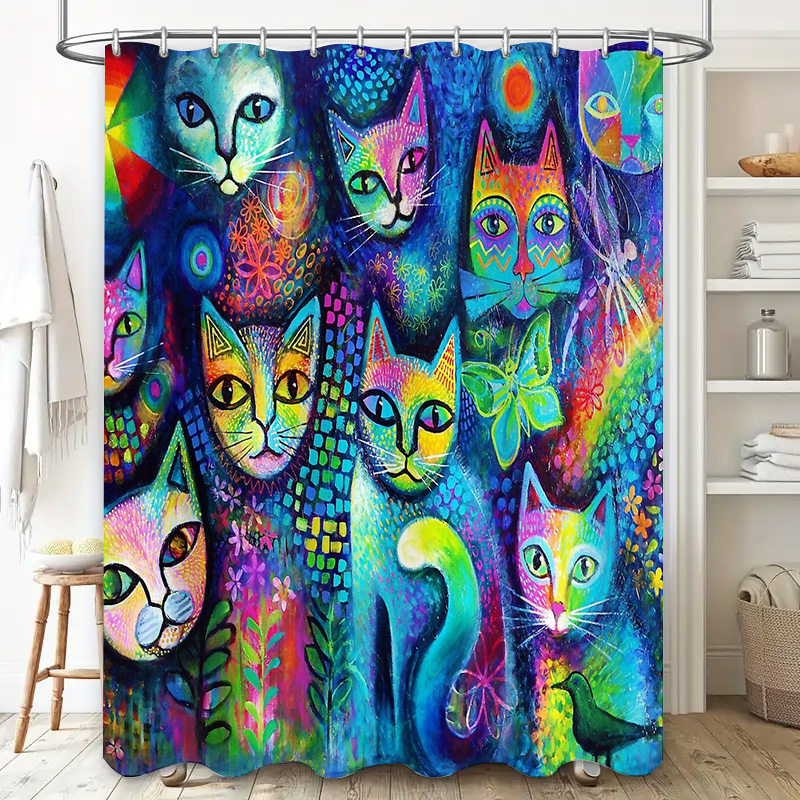Cortina de ducha de gato, deco - Home Bathroom Ideas reseña y precio