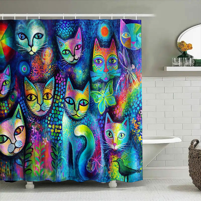 Cortina de ducha de gato, deco - Home Bathroom Ideas reseña y precio